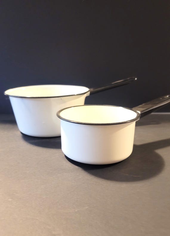 Black and White Enamelware Pots
