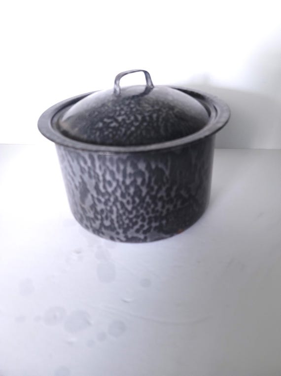 Black Enamelware Stockpot Circa 1920