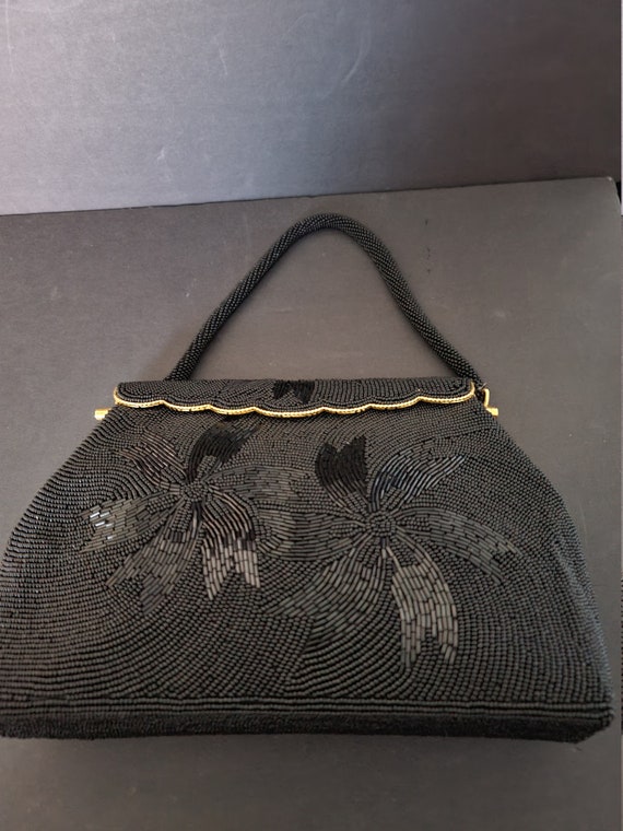 Vintage Black Beaded Evening Purse