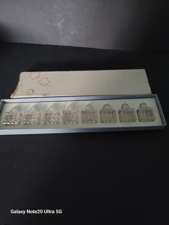 Irice Crystal Personal Salt and Pepper set of 8 circa 1950