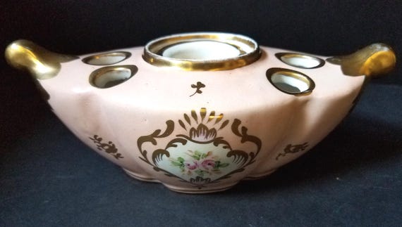 Limoges Hand Painted Inkwell and Pen Holder