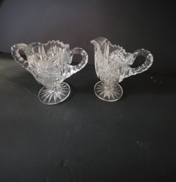 Vintage Cut Crystal Cream and Sugar