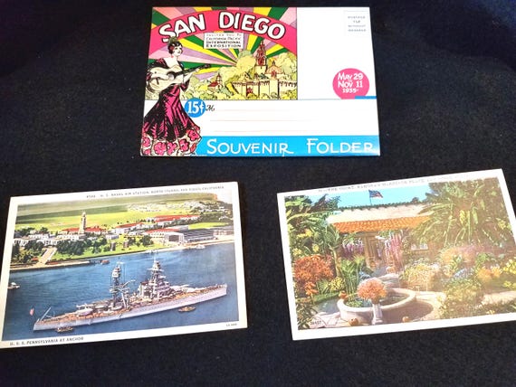 1935 World Expo San Diego Souvenir Postcard Folder