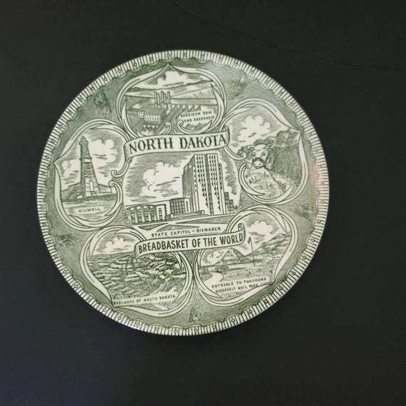 North Dakota Souvenir Plate 7"