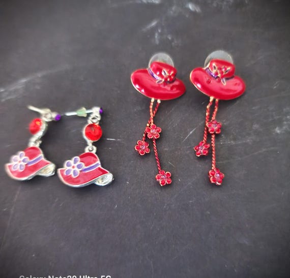 Red Hat Purple Ladies Earrings
