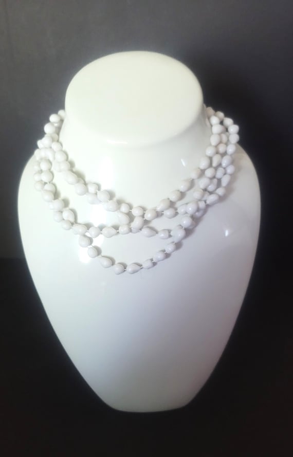 72 inch Vintage Necklace White