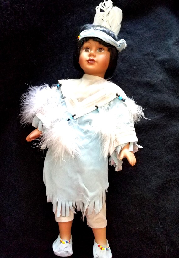 Native American Porcelain and Cloth Doll
