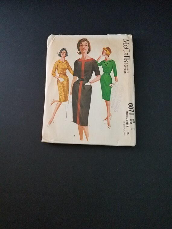 1961 McCalls 6071 Dress Pattern