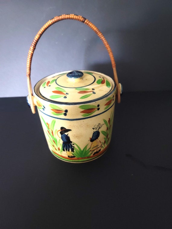 Japanese Biscuit Jar or Tea Jar with Handle Late 1940s