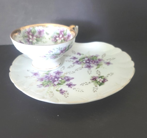 1930s Japanese Luncheon Plate and Cup with Lilacs