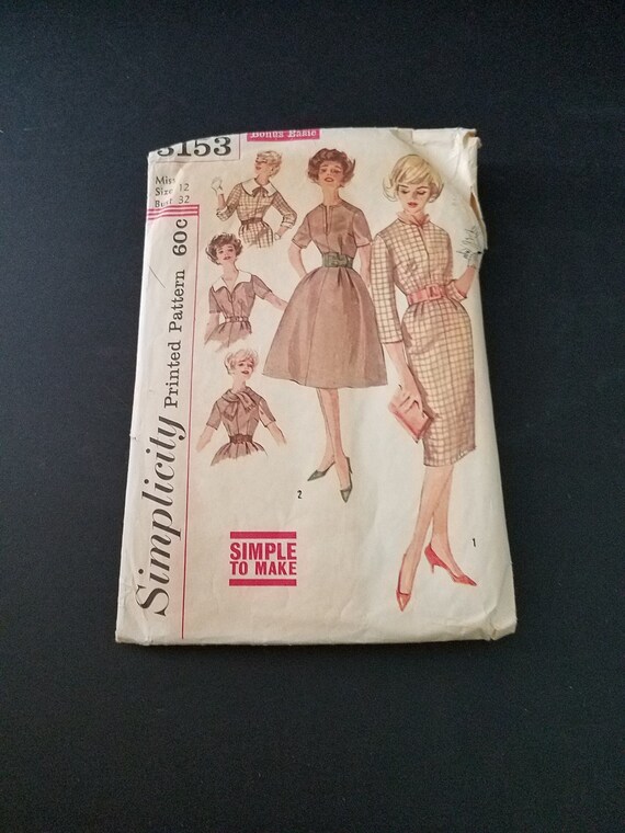 Simplicity 3153 1960s Dress Pattern