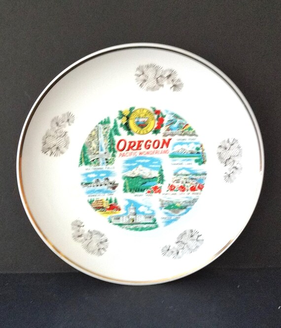 1950s Oregon Souvenir Plate