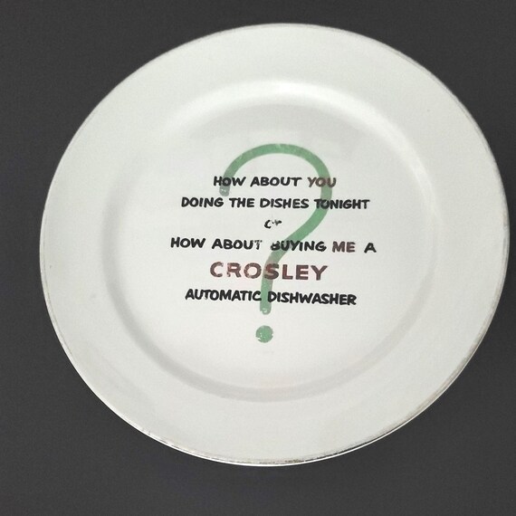 Crosley New Dishwasher Plate 1950s
