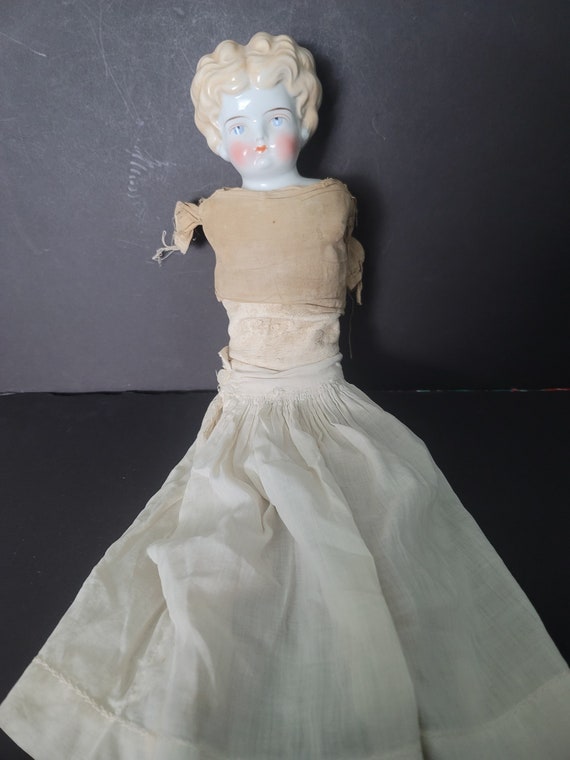 Antique German Lowbrow Doll with Kid Leather Body