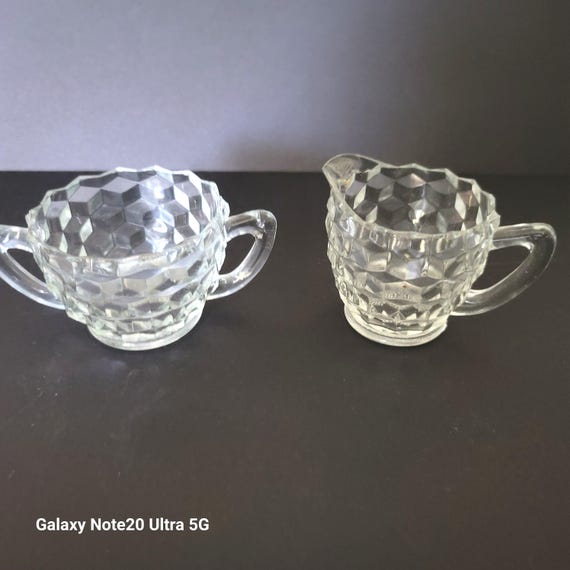 Fostoria American Pattern Cream and Sugar Hoders circa 1940