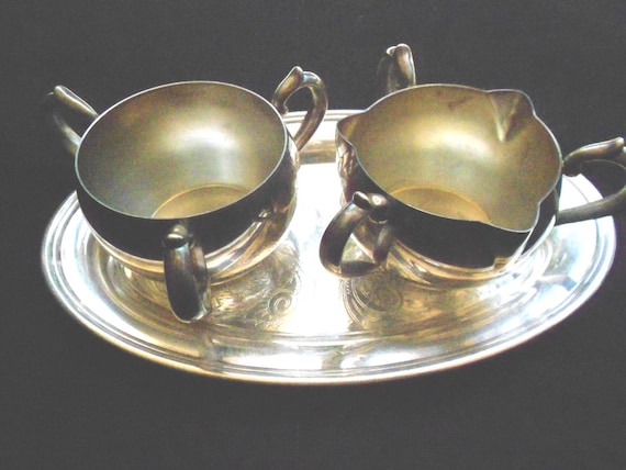 Oneida Ltd Silverplate Creamer Sugar Set 1960s or 70s
