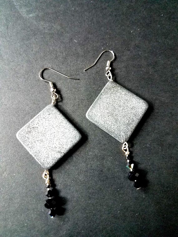 Obsidian  & Stone Earrings