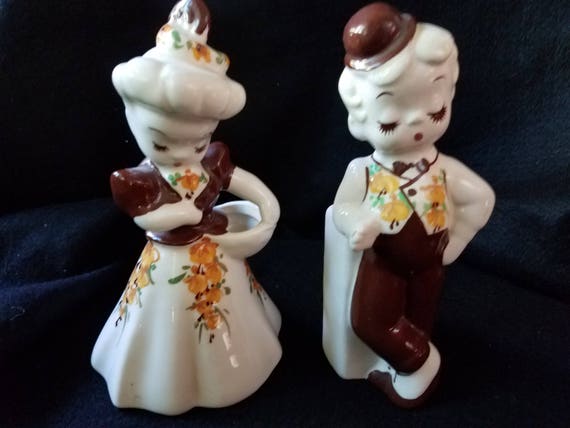 1920s Boy and Girl Ceramic Vases