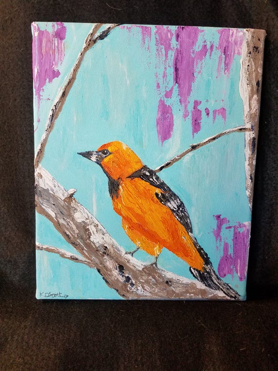 Acrylic Bird Painting on Canvas OOAK