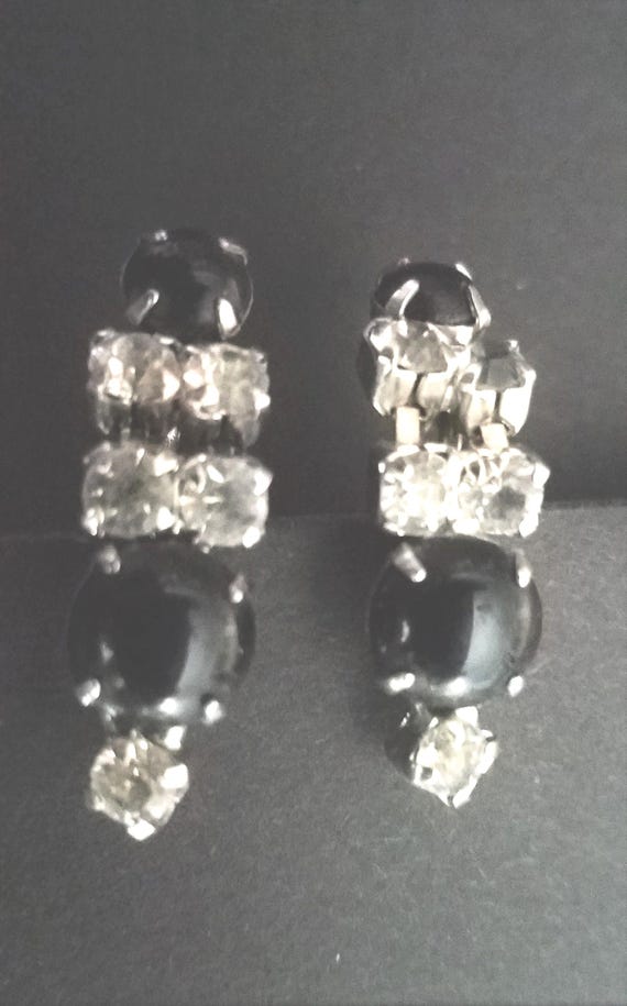 1950s Crystal Earrings Screw Back