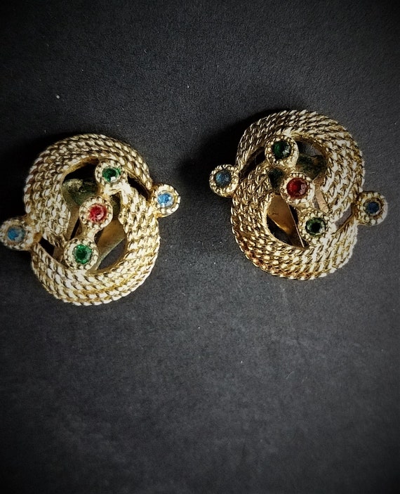 50s Sara Coventry Clip On Bejeweled Earrings