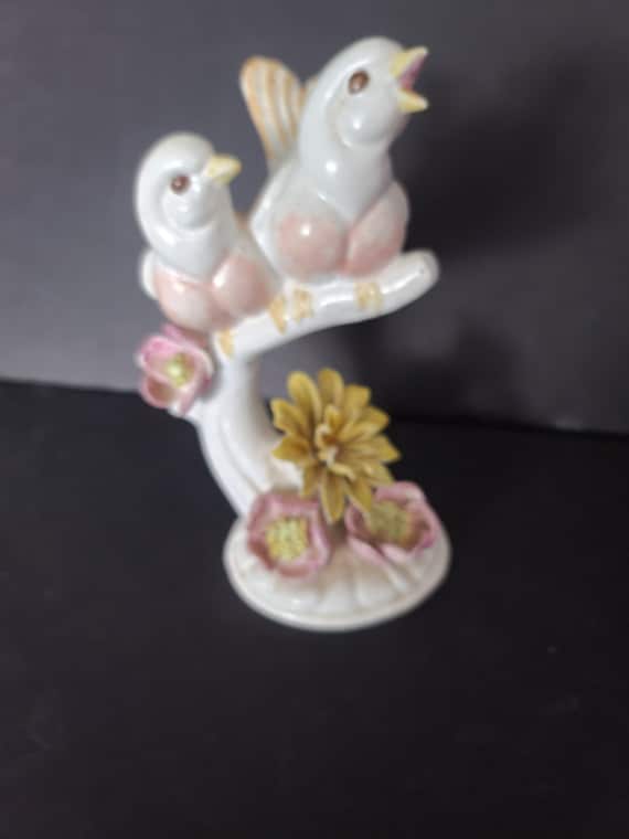 Glazed Chalkware Bird Vase Figurine 1940s
