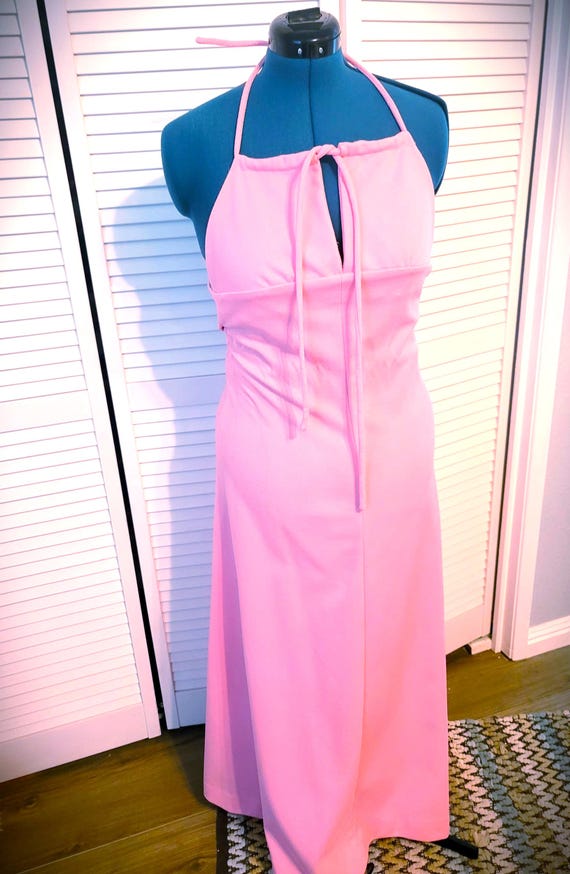 Bubblegum Pink Vintage Halter Dress