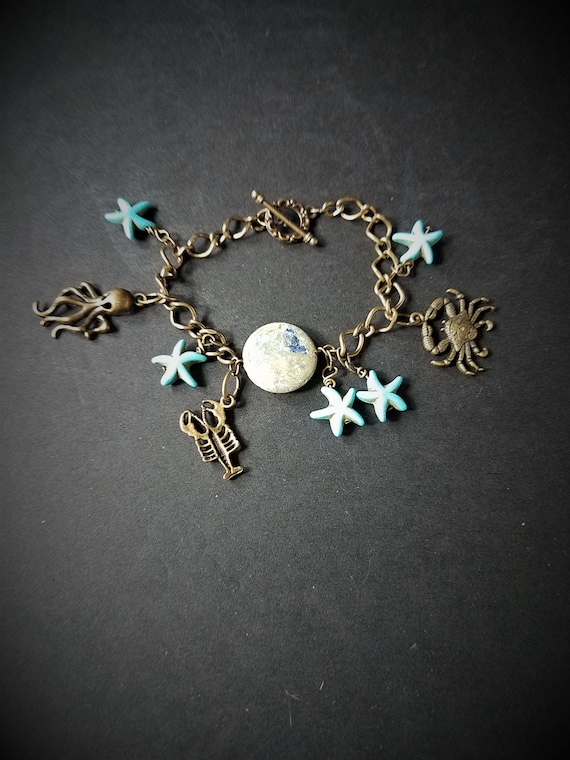 Bracelet Brass & Turquoise Sea Life