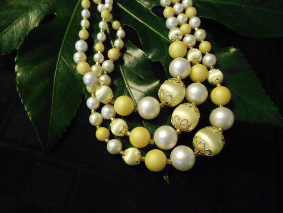 Three Strand Vintage Necklace in Yellow