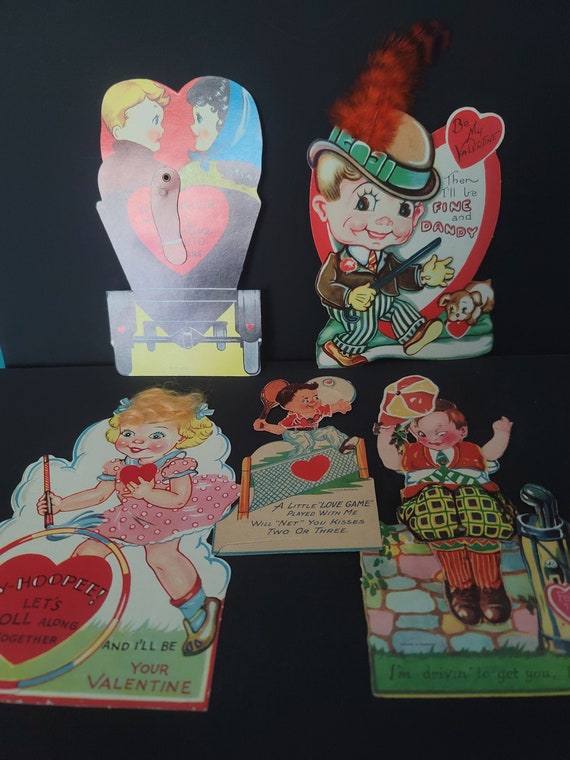 5 Large Vintage Valentines