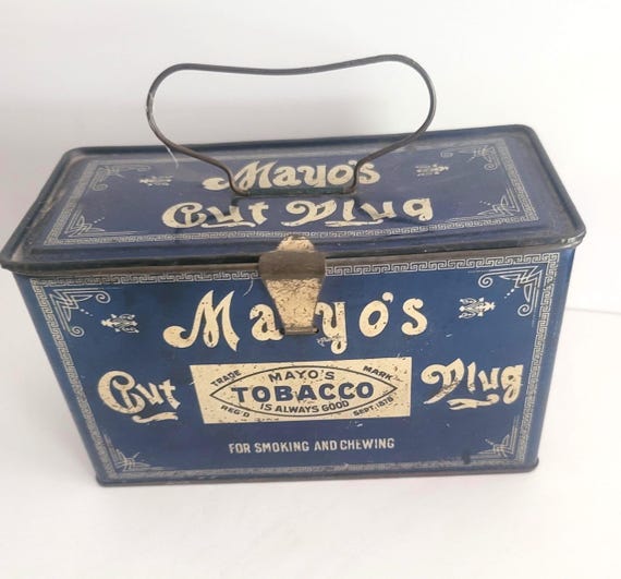Mayo's Cut Tobacco Plug Tin Lunch Pail Box Circa 1900
