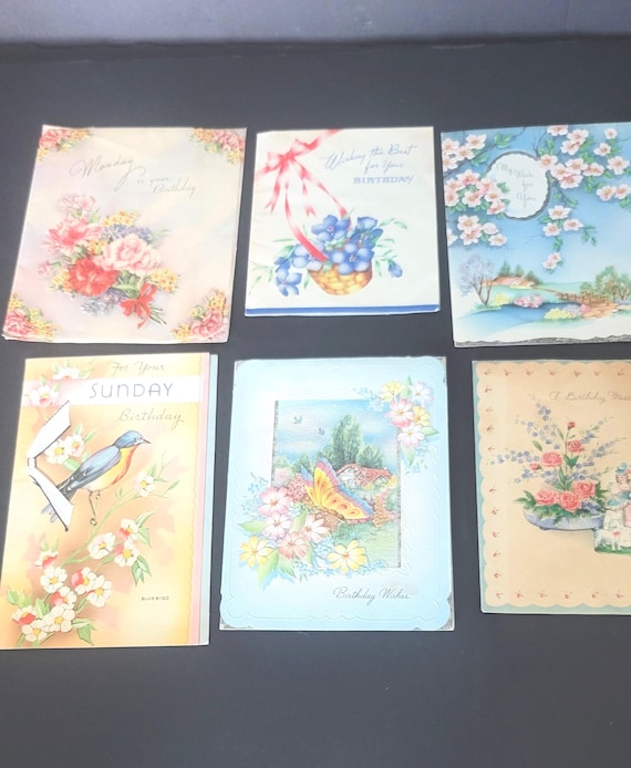 1940s Birthday Cards Set of 6