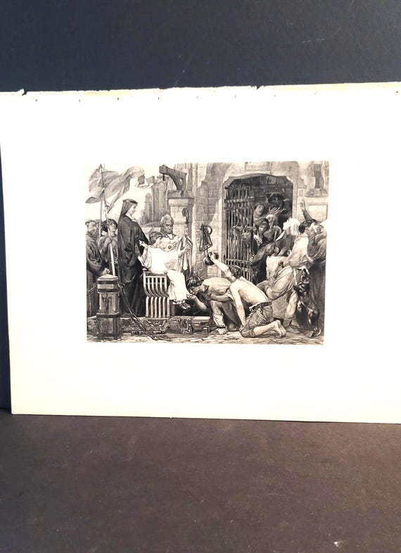 Louis IX Opens the Jails of France Photogravure Print 1890s