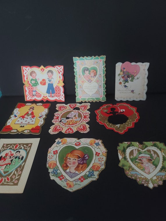 Set of 9 Antique Valentines