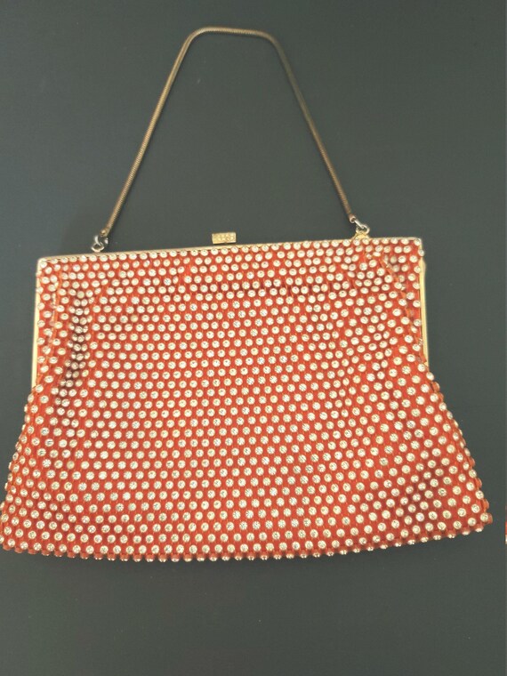 Bonwit Teller Tangerine & Rhinestone Evening Purse