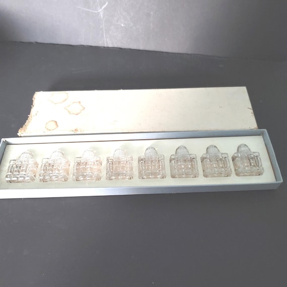 Irice Crystal Personal Salt and Pepper set of 8 circa 1950
