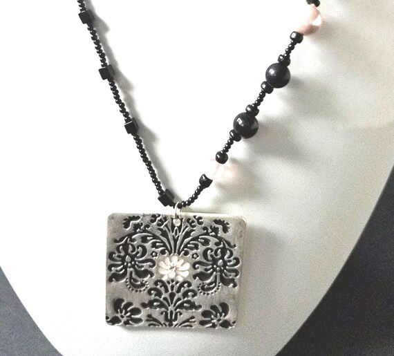 Silver, Black & Pink Necklace