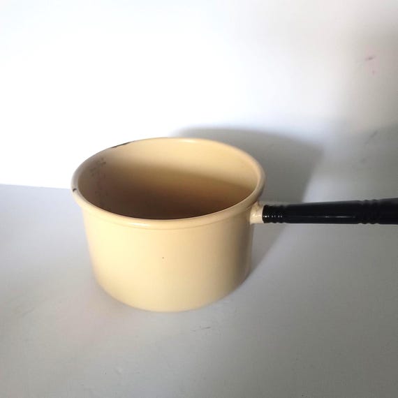 Yellow and black Enamelware Pot