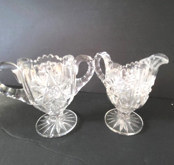 Vintage Cut Crystal Cream and Sugar