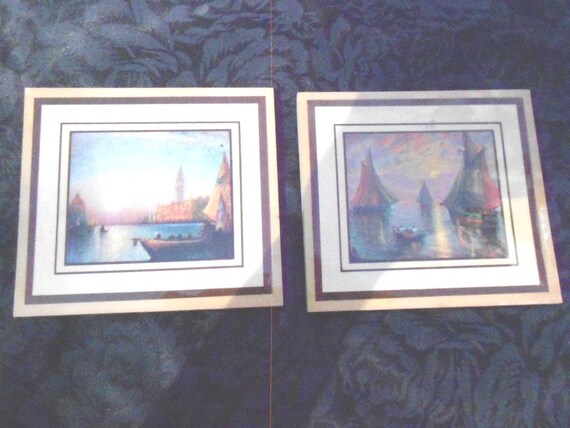 Wooden Wall Decor Sunset and Boats Pictures