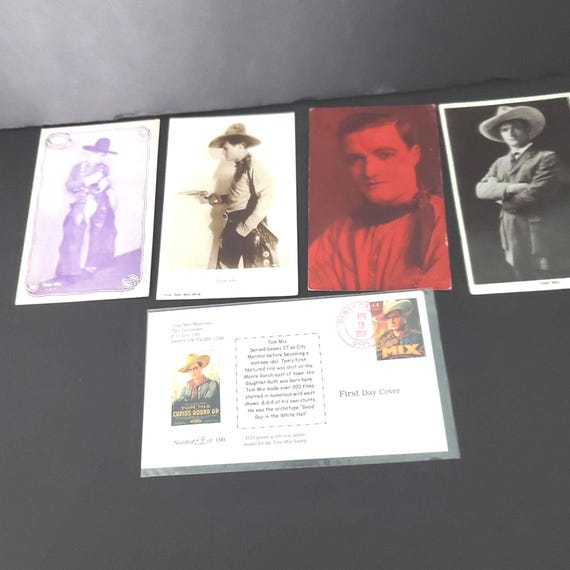 Tom Mix Postcards and Commemorative Stamp and Envelope
