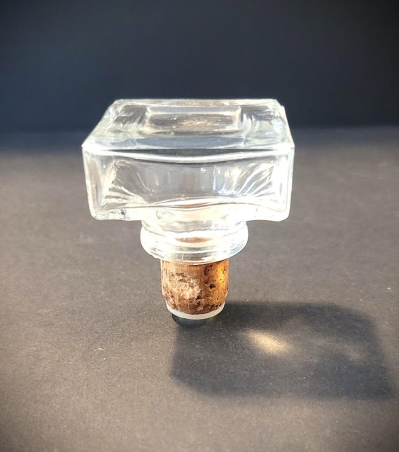 Square Bottle Stopper with Cork Overlay