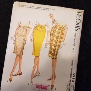 McCalls 5910 Pattern Skirts Misses
