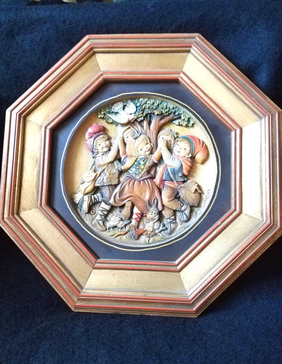 Anri of Italy Wood Carved Picture & Book