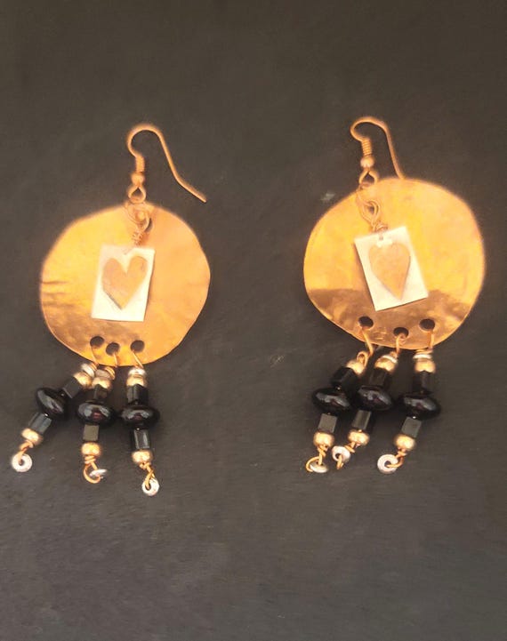Copper and Sterling Dangle Earrings