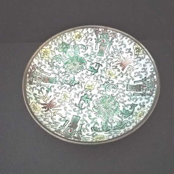Chinese Porcelain Bowl Encased in Pewter