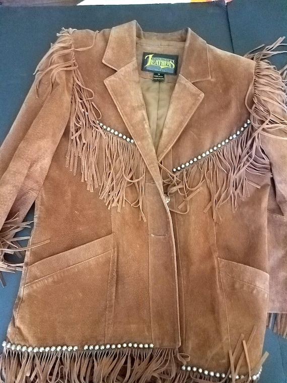 Jacket Diamond Leather Vintage Fringe