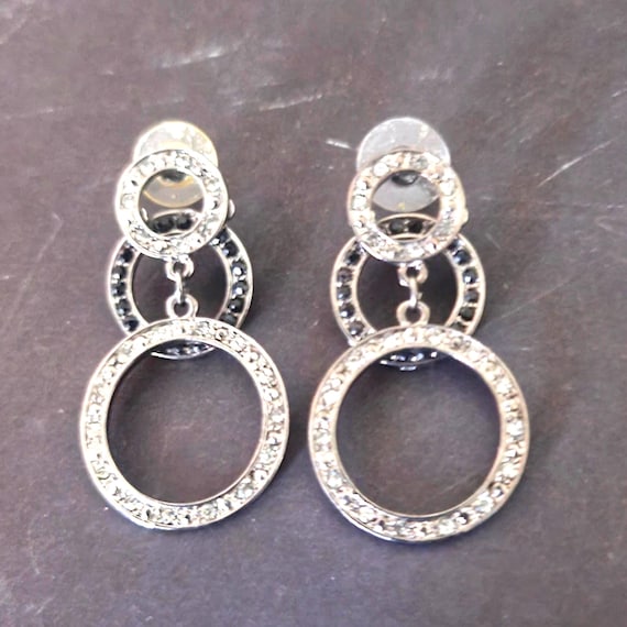 Gunmetal Crystal Vintage Earrings