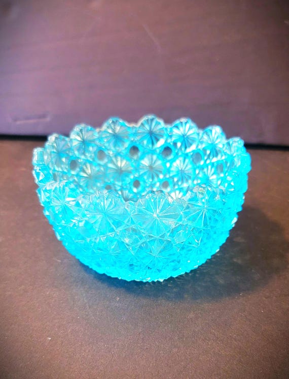 Daisy and Button Turquoise Glass Bowl
