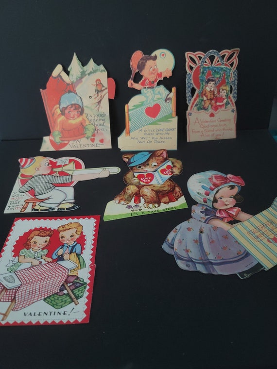 Set of 7 Antique and Vintage Valentines